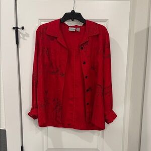 Chico's Vibrant Red Abstract Shirt